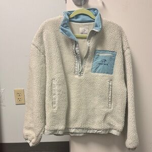 Ivory Ella Cream and Blue Fleece Pullover